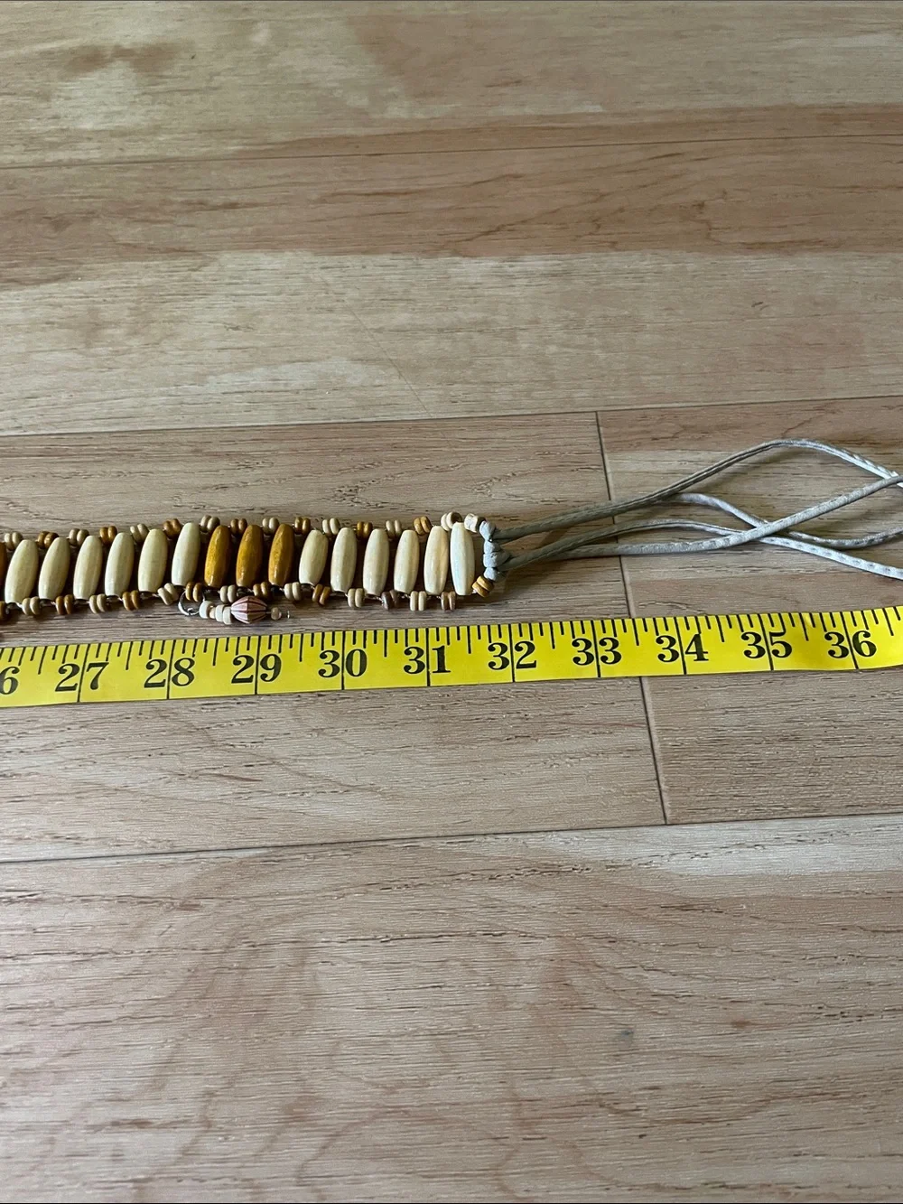 Beaded Adjustable Waist Belt in Ivory and Amber